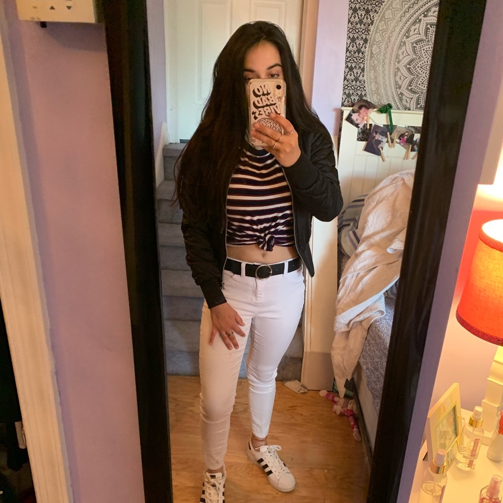 Black satin bomber jacket